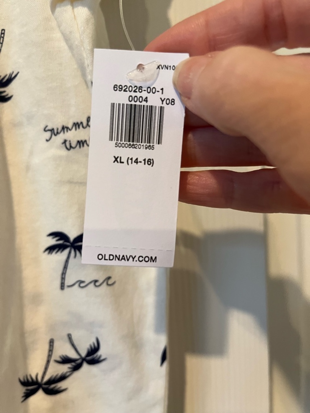 OLD NAVY Girls' Cream Tee with Navy Palm Print, size XL, NWT - Picture 3 of 8